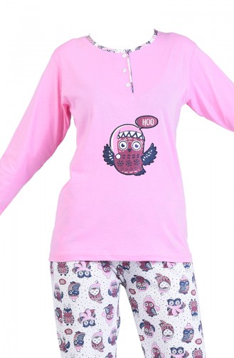 Düğmeli Pijama Takım 2300-04 Pembe