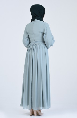 Belted Chiffon Dress 0366-06 Sea Green 0366-06