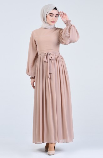 Belted Chiffon Dress 0366-07 Caramel 0366-07