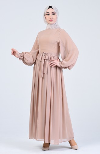 Belted Chiffon Dress 0366-07 Caramel 0366-07