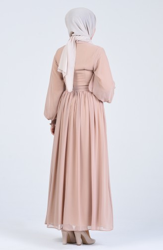 Belted Chiffon Dress 0366-07 Caramel 0366-07