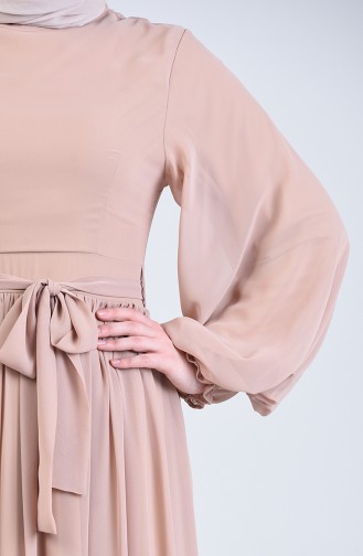 Belted Chiffon Dress 0366-07 Caramel 0366-07