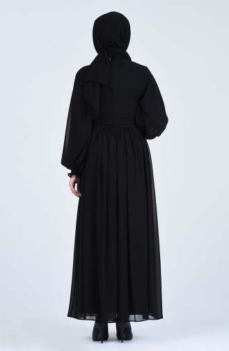 Belted Chiffon Dress 0366-08 Black 0366-08