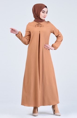 فستان بيج داكن مائل الى الوردي 1385-06