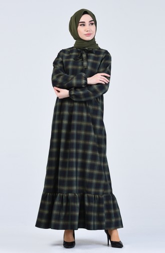 Khaki Hijab Dress 1387B-01