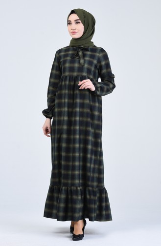 Khaki Hijab Dress 1387B-01