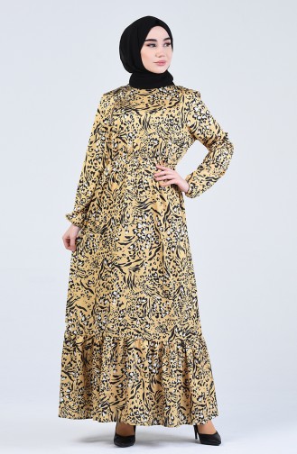 Gelb Hijab Kleider 3026-01