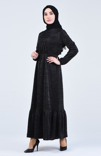 Schwarz Hijab Kleider 3027-01