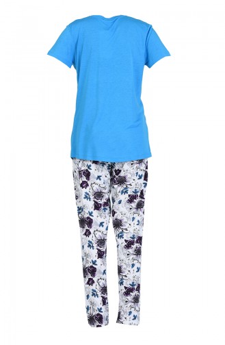 Kısa Kollu Pijama Takım 4014-02 Mavi