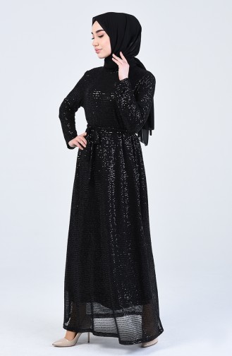 Schwarz Hijab-Abendkleider 3020-02