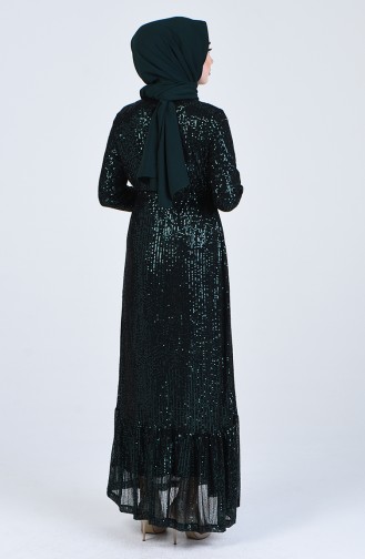 Sequined Evening Dress 3022-02 Emerald Green 3022-02