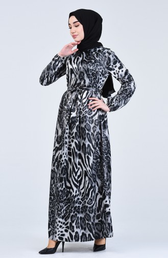 Grau Hijab Kleider 2128A-03