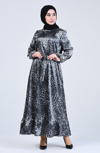 Grau Hijab Kleider 2124-01