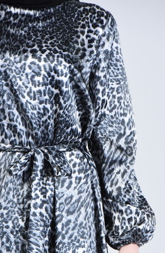 Leopard Print Belted Dress 2124-01 Gray 2124-01