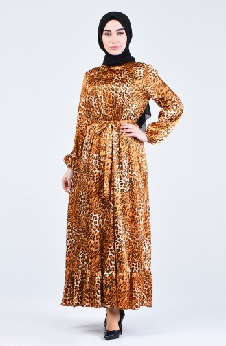 Leopard Print Belted Dress 2124-02 Mustard 2124-02