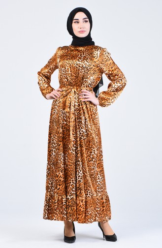 Leopard Print Belted Dress 2124-02 Mustard 2124-02