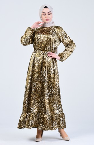Leopard Print Belted Dress 2124-03 Mink 2124-03