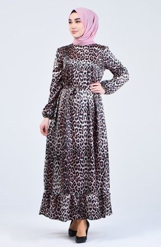 Leopard Print Belted Dress 2125-01 Black Coral 2125-01