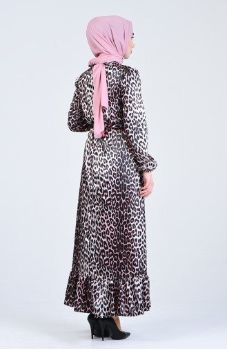 Leopard Print Belted Dress 2125-01 Black Coral 2125-01