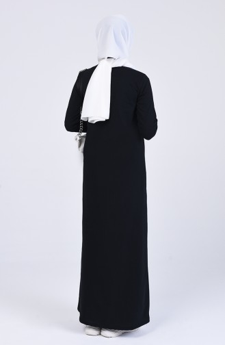 İki İplik Baskılı Elbise 0506-02 Siyah