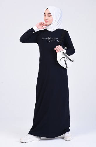 Navy Blue Hijab Dress 0506-03