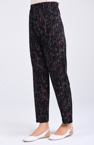 Patterned Viscose Trousers 8039-01 Black 8039-01