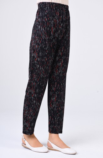 Patterned Viscose Trousers 8039-01 Black 8039-01