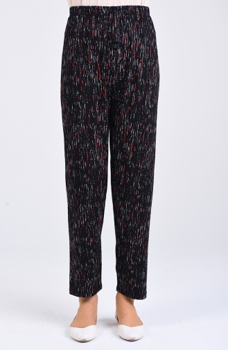 Patterned Viscose Trousers 8039-01 Black 8039-01