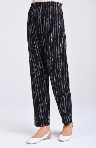 Patterned Viscose Trousers 8041-01 Black 8041-01