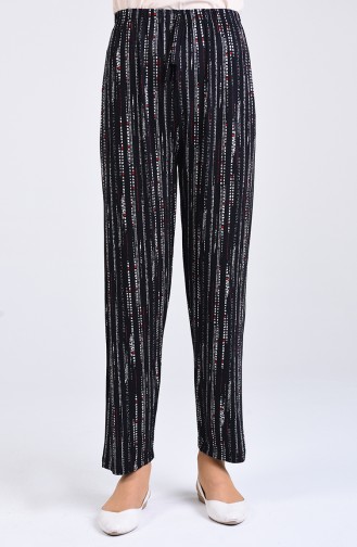 Patterned Viscose Trousers 8041-01 Black 8041-01