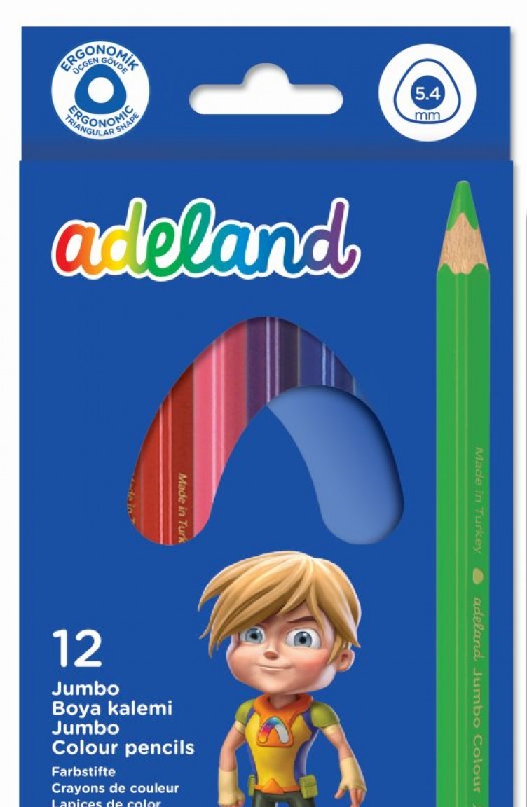adel 12 renk jumbo ucgen boya kalemi 1175101110