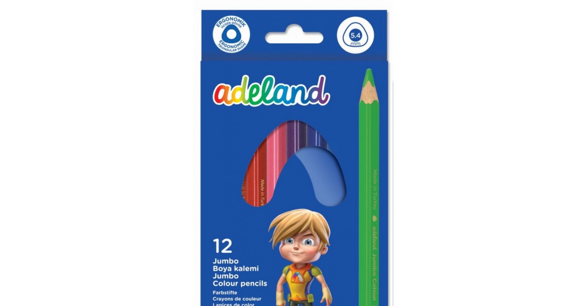 adel 12 renk jumbo ucgen boya kalemi 1175101110