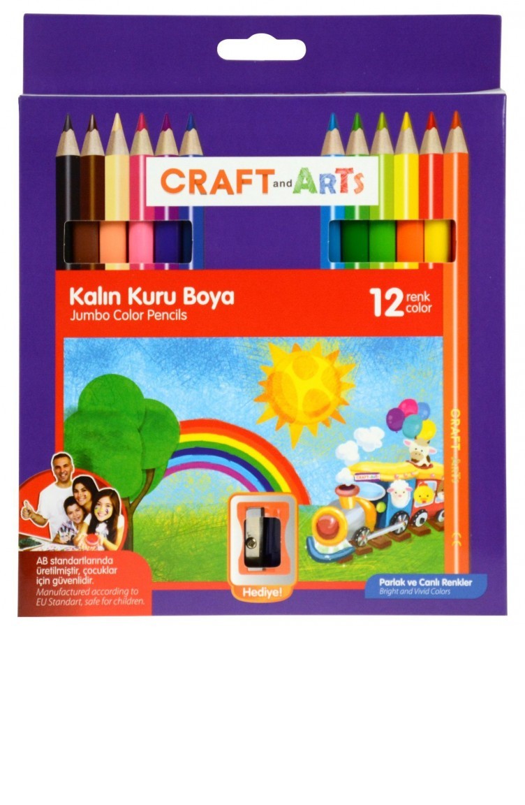 Craft And Arts 12 Renk Jumbo Kuru Boya Cakbj12 Sefamerve