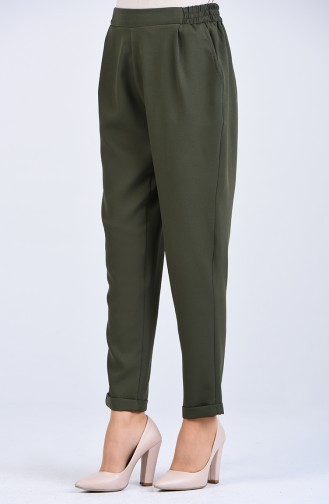 Elastic waist Straight Leg Trousers 4034-03 Khaki 4034-03