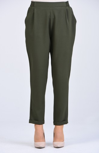 Elastic waist Straight Leg Trousers 4034-03 Khaki 4034-03