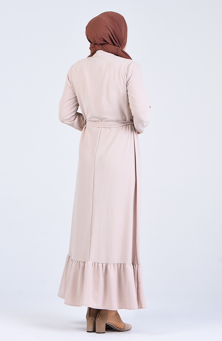 Beige Hijab Dress 8017-02 | Sefamerve