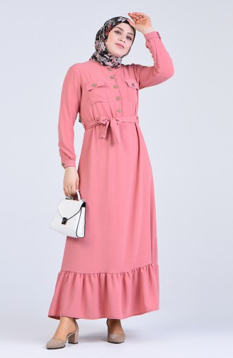Beige-Rose Hijab Kleider 8017-05