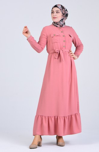 Beige-Rose Hijab Kleider 8017-05
