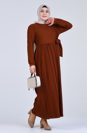 Brick Red Hijab Dress 8024-02