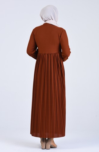 Brick Red Hijab Dress 8024-02