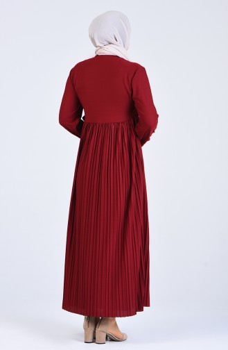 Claret Red Hijab Dress 8024-04