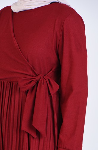 Claret Red Hijab Dress 8024-04
