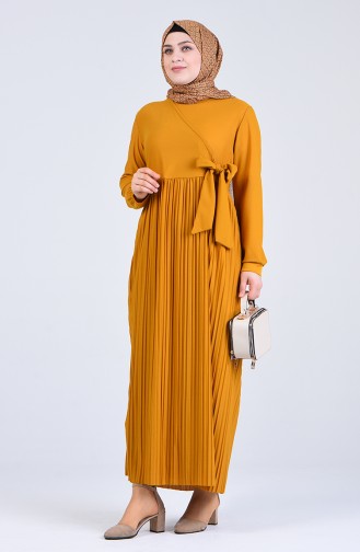 Plus Size Side Tied Dress 8024-06 Mustard 8024-06