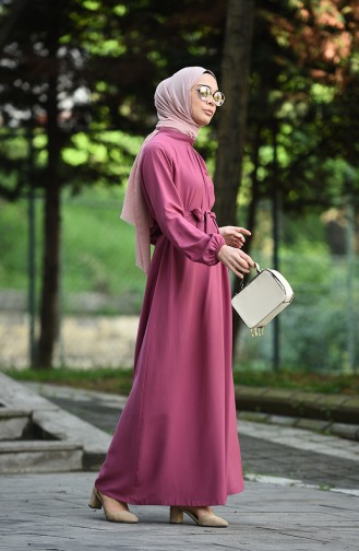 Beige-Rose Hijab Kleider 10143-