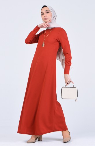 Brick Red Hijab Dress 3049-04