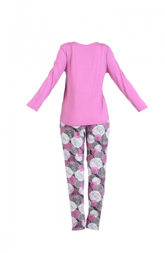 Düğmeli Uzun Kollu Pijama Takım 2008-01 Koyu Lila