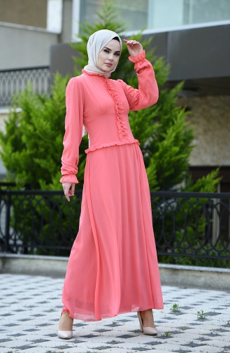 Onion Peel Hijab Evening Dress 8107-12