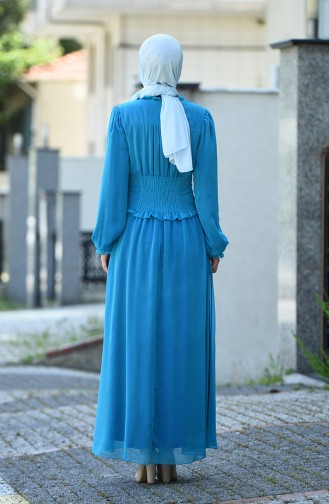Petroleum Hijab-Abendkleider 8107-03