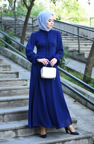 Purple Hijab Evening Dress 8107-14