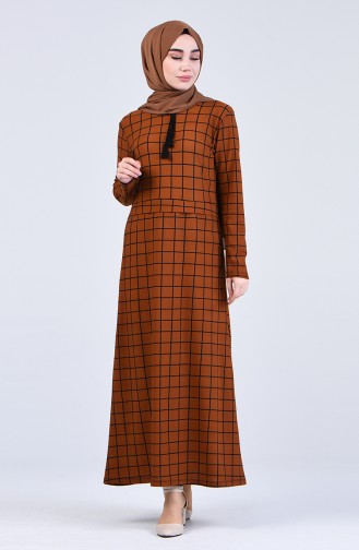Brick Red Hijab Dress 0221A-01